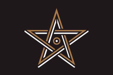 Pentagram işareti - beş köşeli yıldız. İnanç büyülü sembolü. Basit düz koyu örnek.