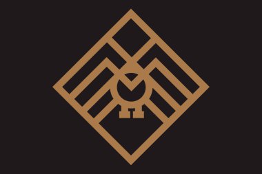 Baykuş amblemi geometrik hippi tarzı. Vektör hat logosu.