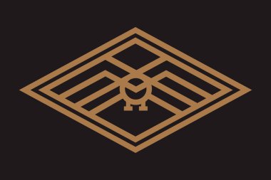 Baykuş amblemi geometrik hippi tarzı. Vektör hat logosu.