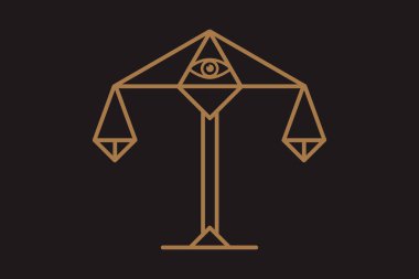 Terazi hakimler ve üçgen Masonik gözlerime