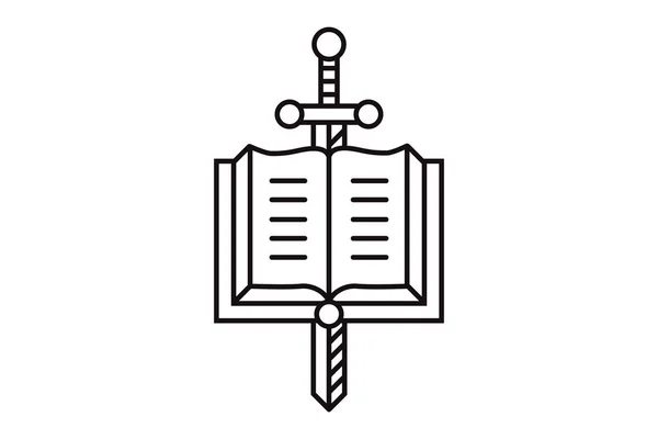 Logo Espada Ilustración Del Vector Del Libro — Vector de stock
