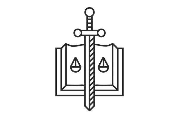 Hukuk Adalet Kılıcı Logosu Kitap — Stok Vektör