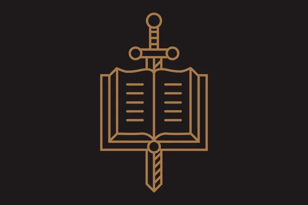 Logo Espada Ilustración Del Vector Del Libro — Archivo Imágenes Vectoriales