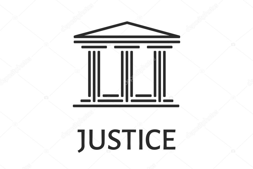 The logo of the courthouse with the caption justice