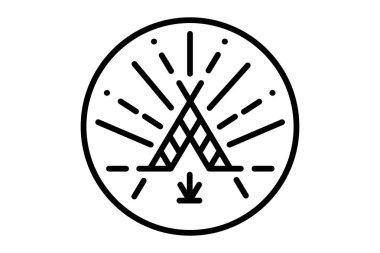 Kızılderili çadırı Dekoratif-süsleme elementler ile. Çizgi stili. Boho öğeleri. Vektör çizim.