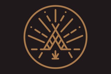 Kızılderili çadırı Dekoratif-süsleme elementler ile. Çizgi stili. Boho öğeleri. Vektör çizim.