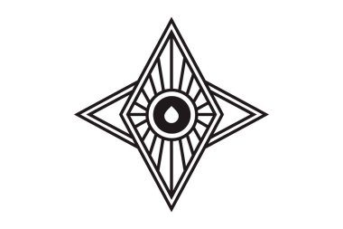 Mistik geometri sembolü. Doğrusal simya, gizli, felsefi eser. Müzik albüm kapağı için afiş, el ilanı, kutsal logo tasarımı. Astroloji, hayal gücü, yaratıcılık, batıl inanç, din kavramı.