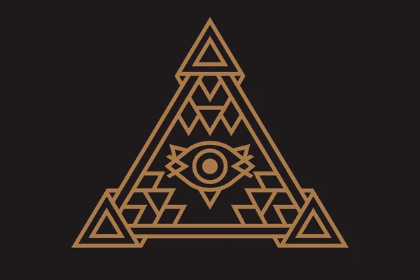 Ilustración Iconos All Seeing Símbolo Del Ojo Illuminati Pirámide Diferentes — Vector de stock