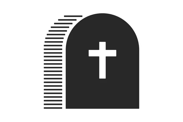 Tombstone Cross Illustration Flat Minimalist Style — Stock Vector