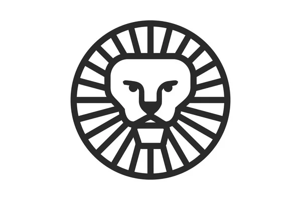 Εμπορικό Σήμα Λογότυπο Στο Σχήμα Του Ένα Λιοντάρι Κύκλο — Διανυσματικό Αρχείο