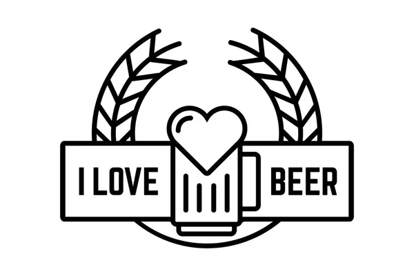 Love Beer Badge Logo Design Vector Illustration — Stock Vector