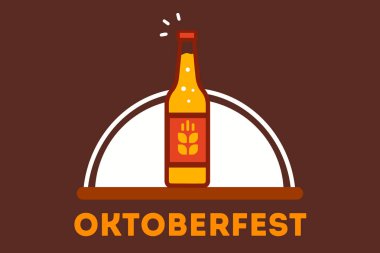 şişe bira Oktoberfest düz vektör çizim için 