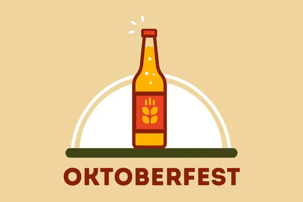 Bottle Beer Oktoberfest Flat Vector Illustration — Stock Vector