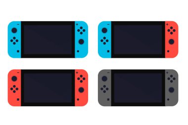 Yaratıcı anahtar düğme oyun konsolu illüstrasyon. Düz vektör Icon set.