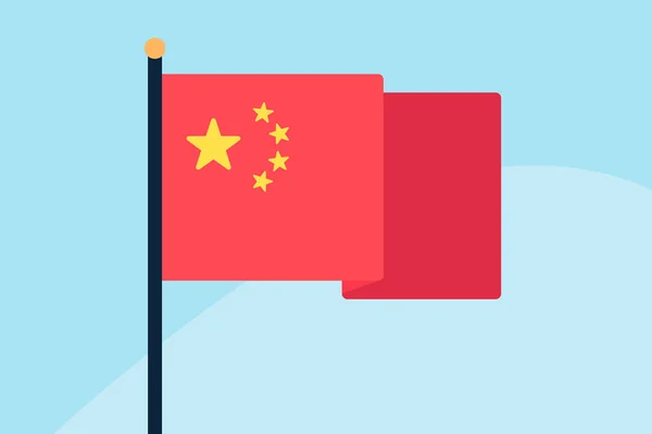 中国的旗子 平例证在天空背景 — 图库矢量图片