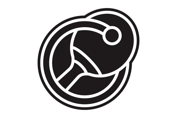 Ping Pong Mesa Con Etiqueta Logo Del Club Insignia Elementos — Vector de stock
