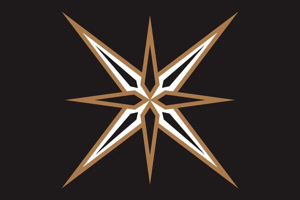 Etoile Huit Branches Figure Géométrique Bordé Étoiles Facettes — Image vectorielle