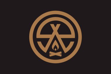 Kamp ve açık macera retro logosu. Cub İzciler için amblemi. Hiking niteliğine işareti. 