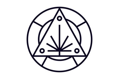 Esrar yaprak satır sanat Logo veya rozeti tasarım ilham