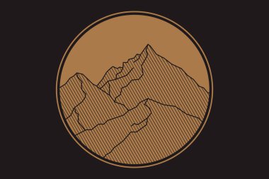 Dağların zirveleri. Dağlar Turlar Şirket logosu. Alpinizm, kayak merkezi veya dağ turizmi için amblem.