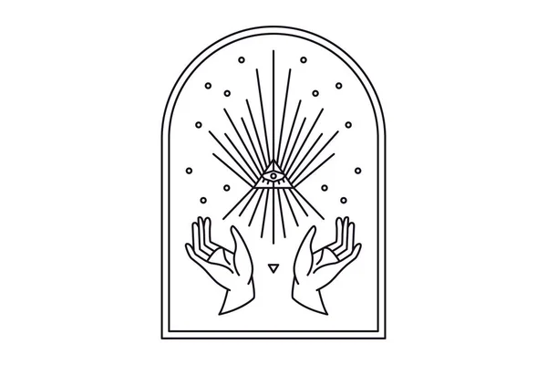 Две Руки Всем Видимым Символом Глаза Видение Провидения Алхимия Религия Лицензионные Стоковые Векторы