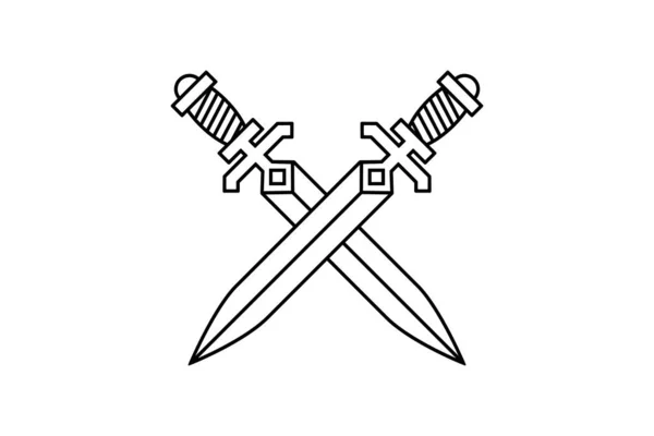 Скрещенные Мечи Элемент Дизайна Логотипа Этикетки Эмблемы Знака Векторная Иллюстрация — стоковый вектор