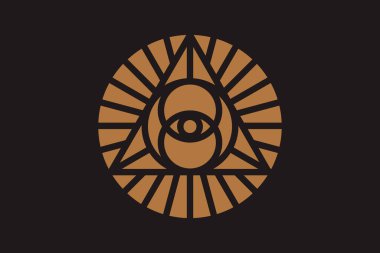 Kutsal geometri üçgeninde Tanrı 'nın her şeyi gören gözü, masonik işaret ve aydınlatma sembolü