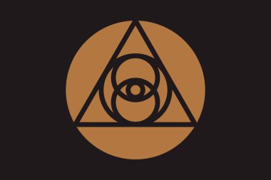 Kutsal geometri üçgeninde Tanrı 'nın her şeyi gören gözü, masonik işaret ve aydınlatma sembolü