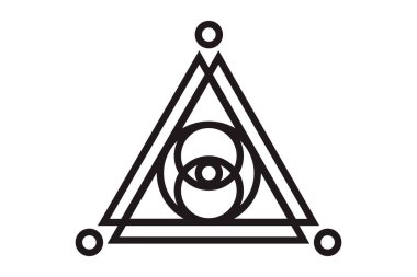 Kutsal geometri üçgeninde Tanrı 'nın her şeyi gören gözü, masonik işaret ve aydınlatma sembolü