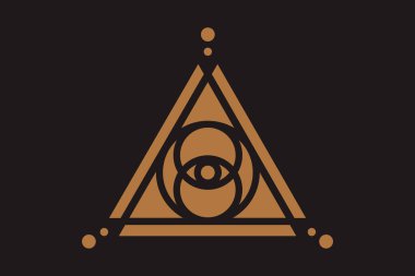 Kutsal geometri üçgeninde Tanrı 'nın her şeyi gören gözü, masonik işaret ve aydınlatma sembolü