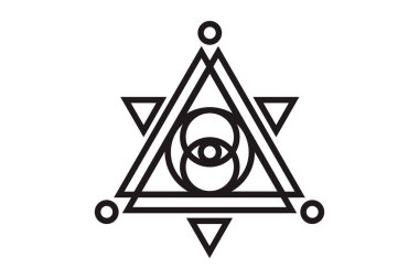 Kutsal geometri üçgeninde Tanrı 'nın her şeyi gören gözü, masonik işaret ve aydınlatma sembolü