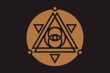 Kutsal geometri üçgeninde Tanrı 'nın her şeyi gören gözü, masonik işaret ve aydınlatma sembolü