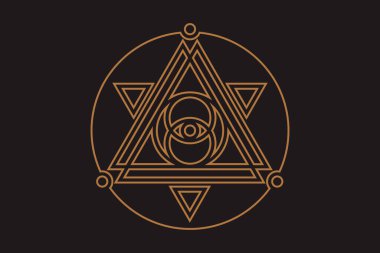 Kutsal geometri üçgeninde Tanrı 'nın her şeyi gören gözü, masonik işaret ve aydınlatma sembolü