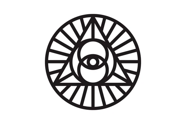 Всевидиме Око Бога Священному Геометрії Трикутник Масонський Знак Символ Ілюмінації — стоковий вектор