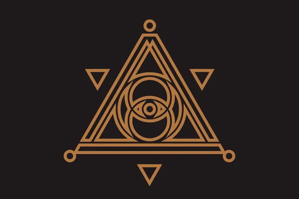 神聖な幾何学三角形 マゾニックサイン イルミナティのシンボルで見る神の目 — ストックベクタ