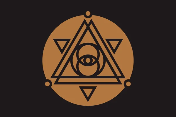 Wszechwidzące Oko Boga Świętym Trójkącie Geometrycznym Znak Masoński Symbol Iluminacji — Wektor stockowy