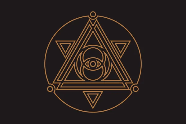 Wszechwidzące Oko Boga Świętym Trójkącie Geometrycznym Znak Masoński Symbol Iluminacji — Wektor stockowy