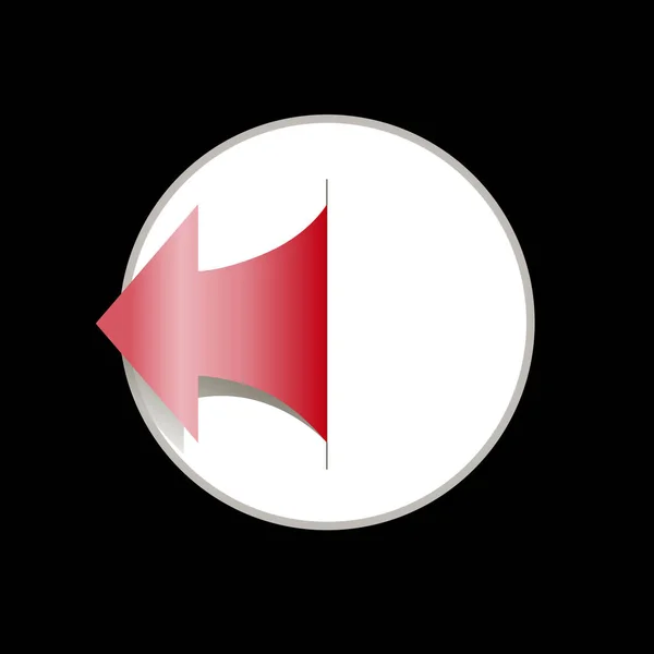 Flecha roja en círculo blanco sobre fondo negro — Vector de stock