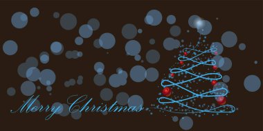 Bir Noel ağacı şeklinde kar taneleri ile karanlık bir arka plan üzerinde mutlu Noeller