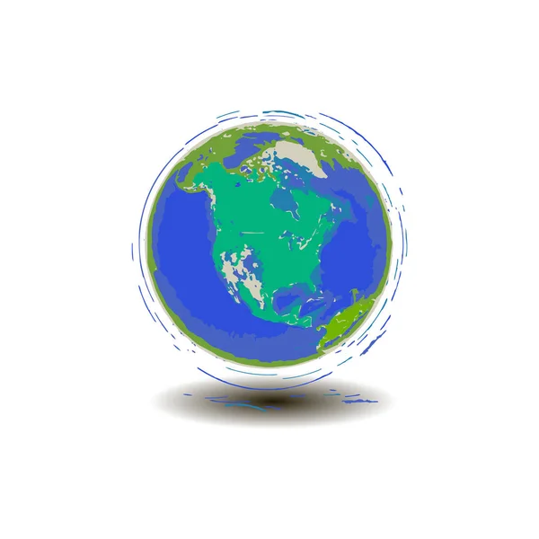 Planet earth in motion blue planet north america in vector graphics — Stock Vector