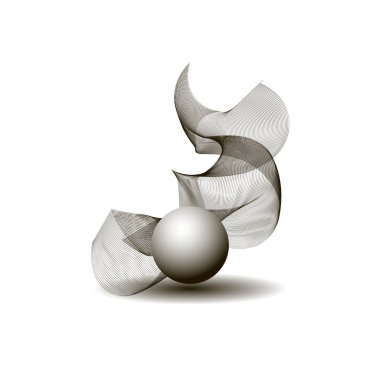 soyut vektör çizim gri top ve örgü kumaş