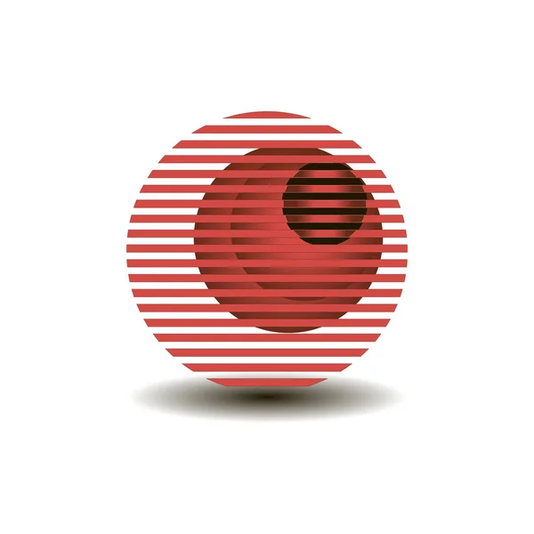 Ein Kreis aus roten Streifen und mehrere Kreise des Gefälles prallen schwarzen Kreis abstrakte Komposition für das Logo — Stockvektor