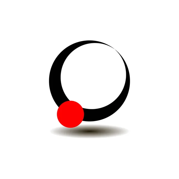 Una pequeña bola roja se enfrenta a un gran anillo abstracto negro . — Vector de stock