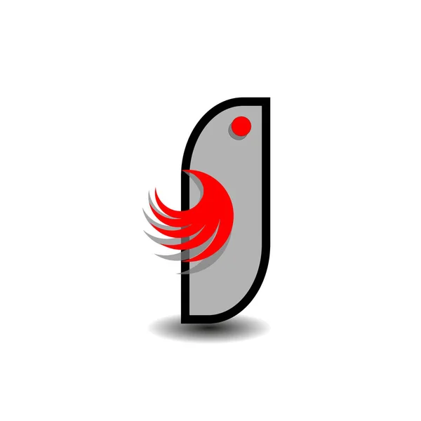 Logo de pájaro con alas rojas de forma abstracta líneas negras . — Foto de Stock