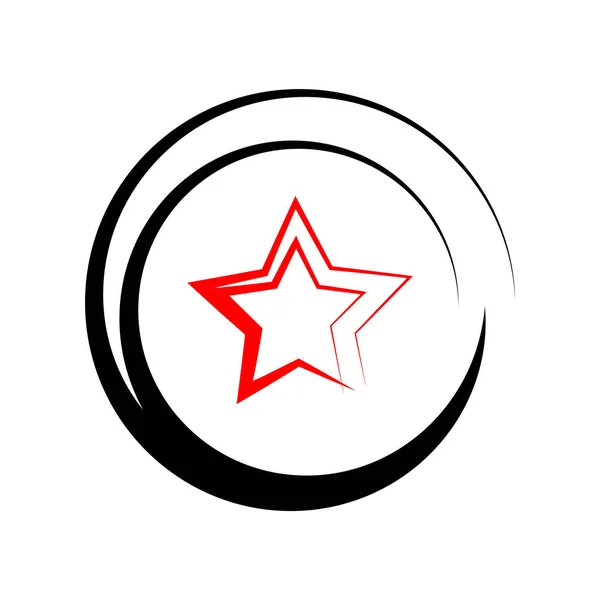 red star bifurcated in black circles vector icon