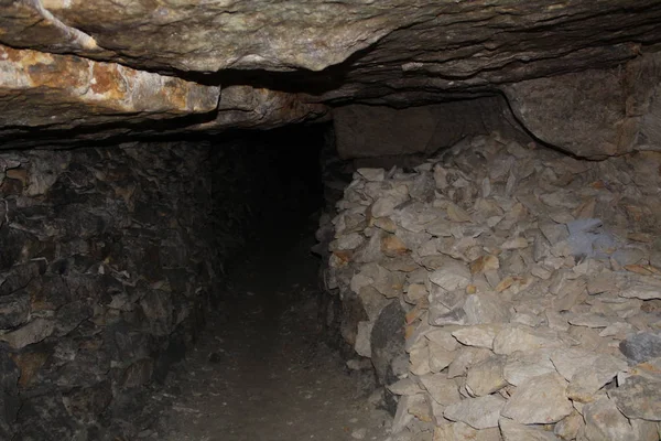 Foto Subterránea Cantera Creada Artificialmente Para Extracción Piedra Creada Por — Foto de Stock