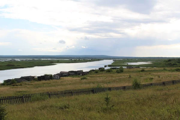 Beautiful Landscape Summer River Blue Sky Photo Landscape River Perm — Stock Photo, Image