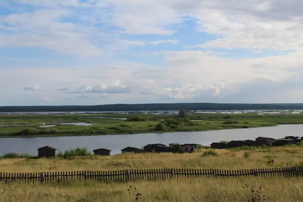 Beautiful Landscape Summer River Blue Sky Photo Landscape River Perm — Stock Photo, Image