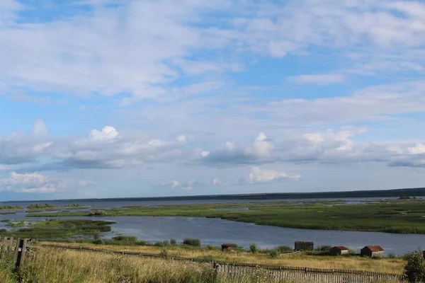 Beautiful Landscape Summer River Blue Sky Photo Landscape River Perm — Stock Photo, Image