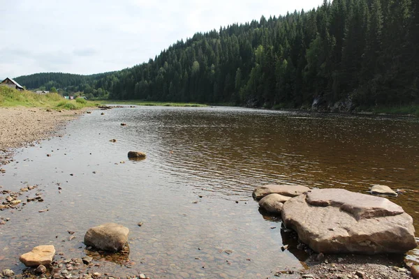 Bellissimo Paesaggio Della Montagna Urals Vista Vista Sul Fiume Bellissimo — Foto Stock